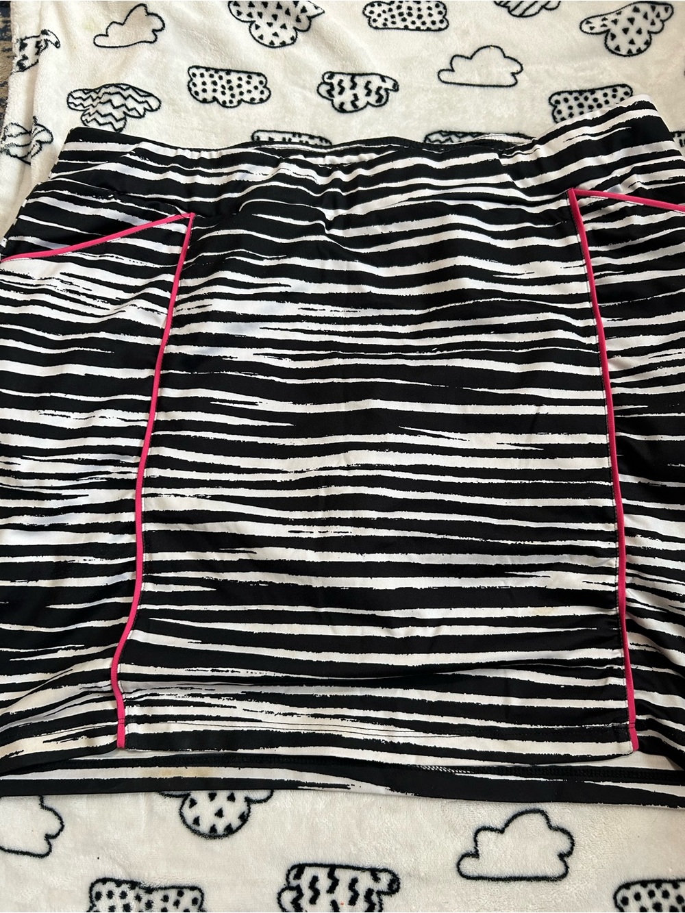 Black & White Striped Skirt with Pink Piping